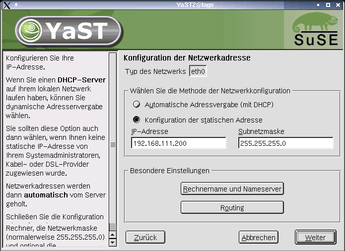 Abbildung YaST2